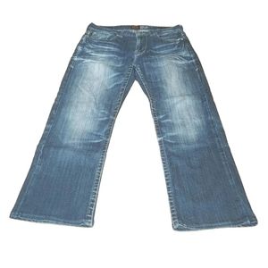 Salvage Supply LA X Buckle Jeans Mayhem Blue Denim Flap Pockets Woman Sz 32 X 26